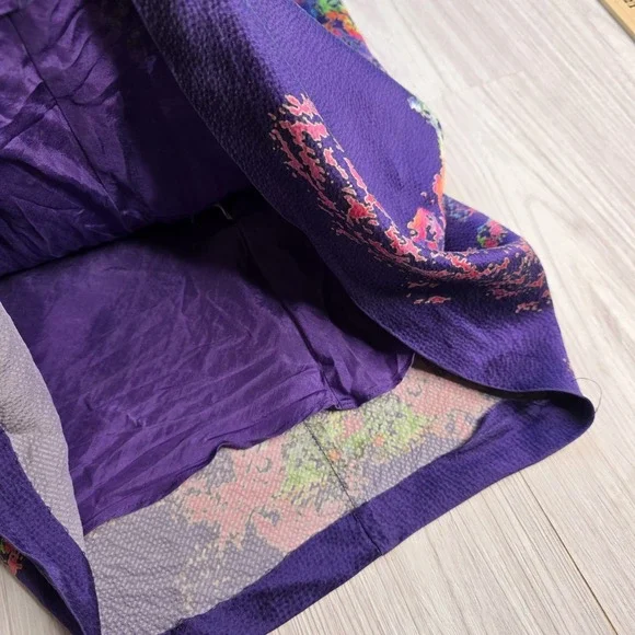 Halston Heritage Woman's Silk Dress Size 4 Twist‎ Front Halter Midi Floral Blue - Picture 9 of 13